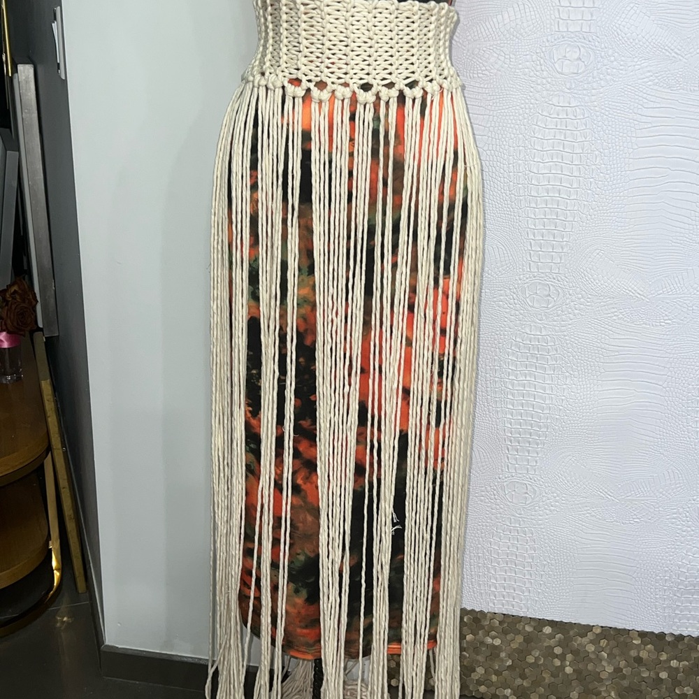 Hand Made Macrame Fringe Skirt, BOHO, Festival, Swim